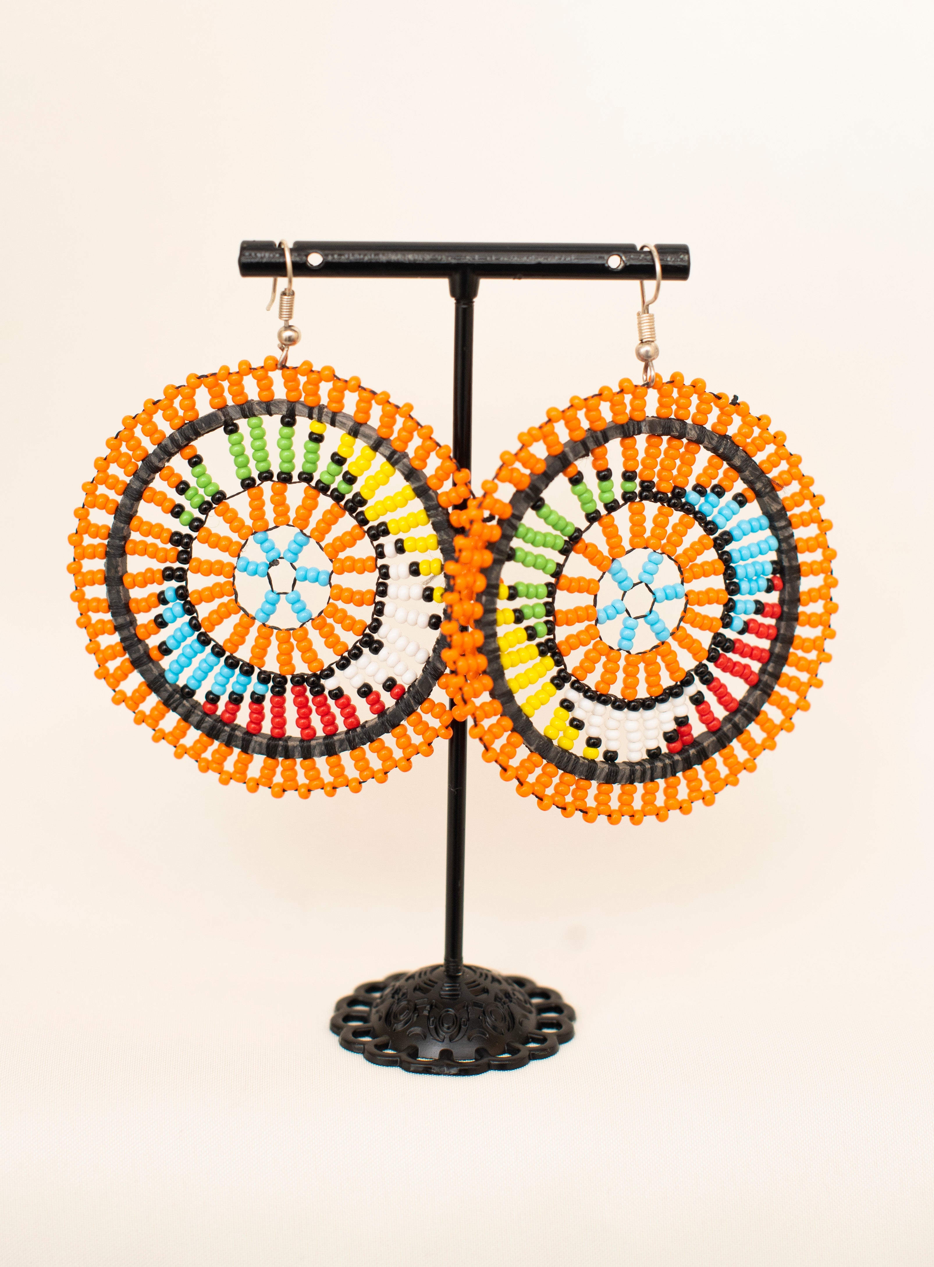 Handmade Beaded Round Earrings