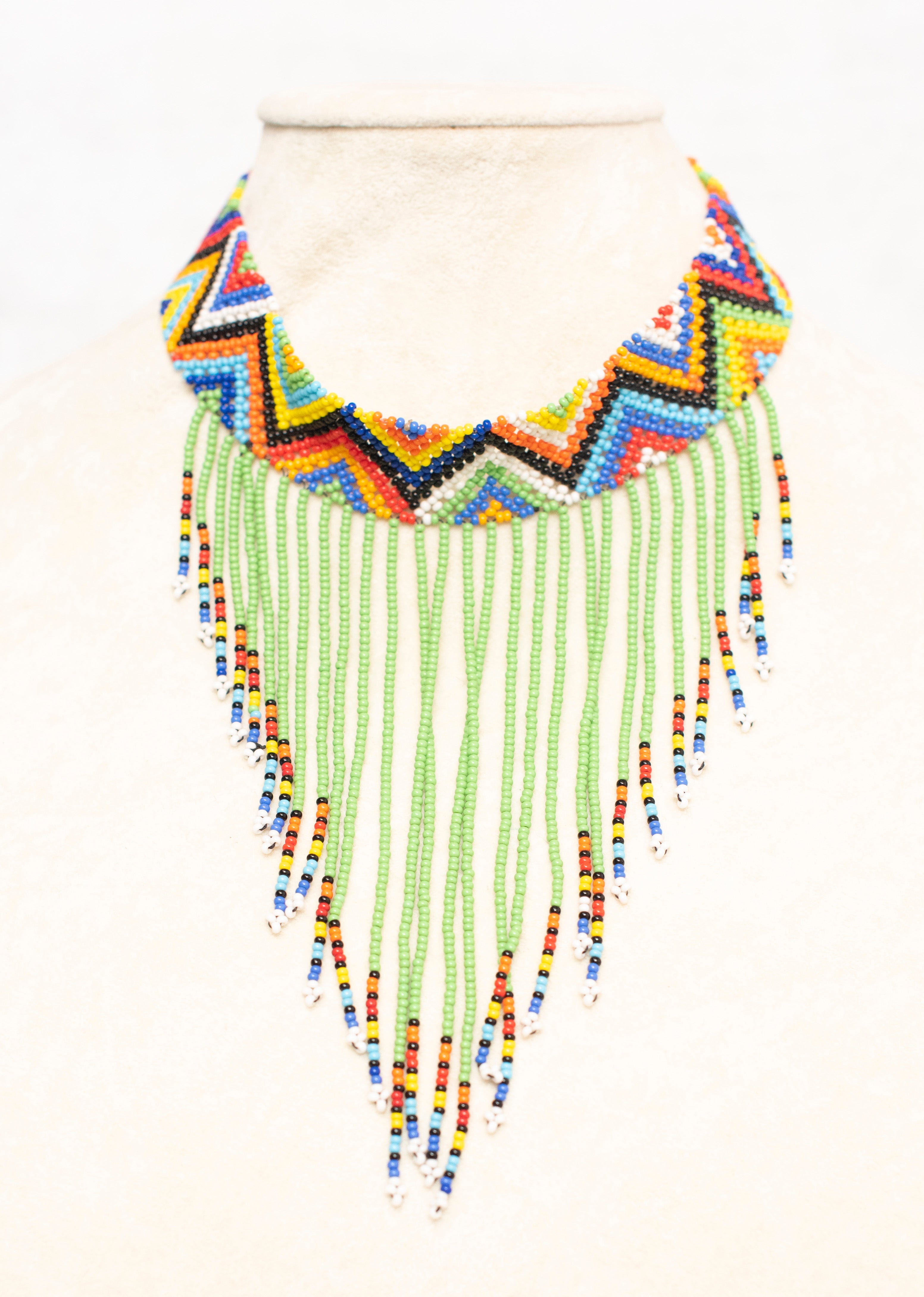 Handmade Green Tassels Necklace