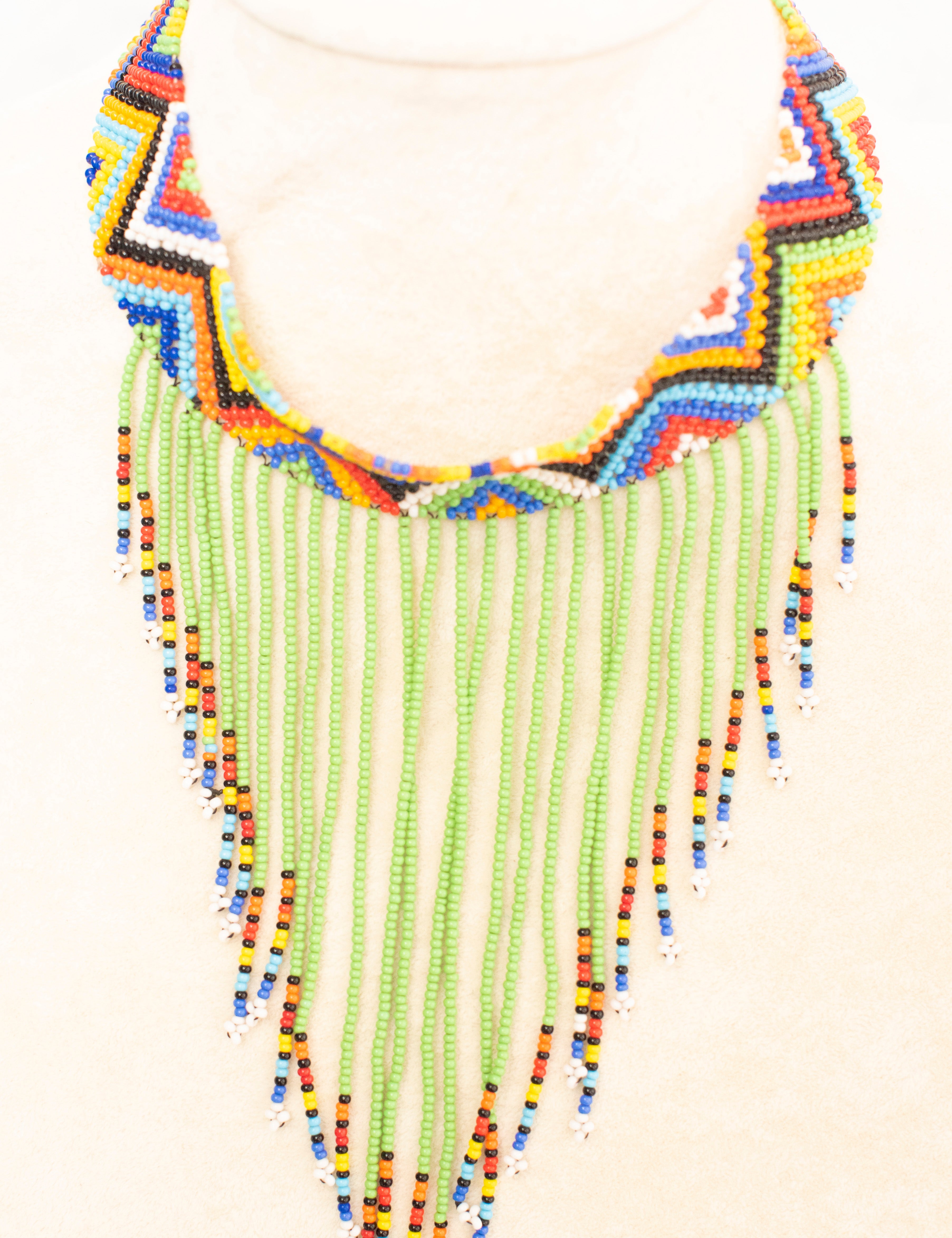 Handmade Green Tassels Necklace