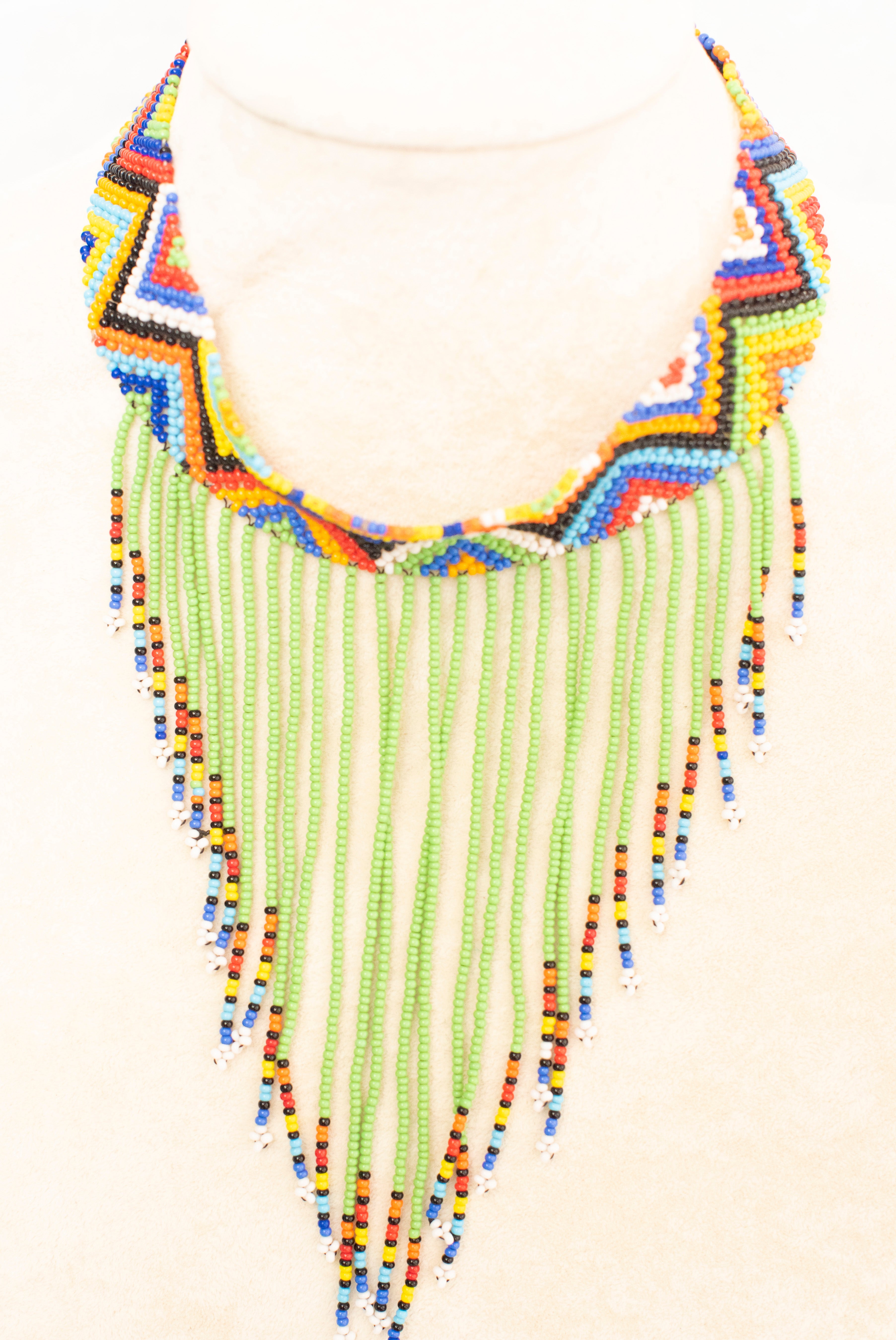 Handmade Green Tassels Necklace