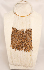 Ethnic White Tassels Beaded Necklace