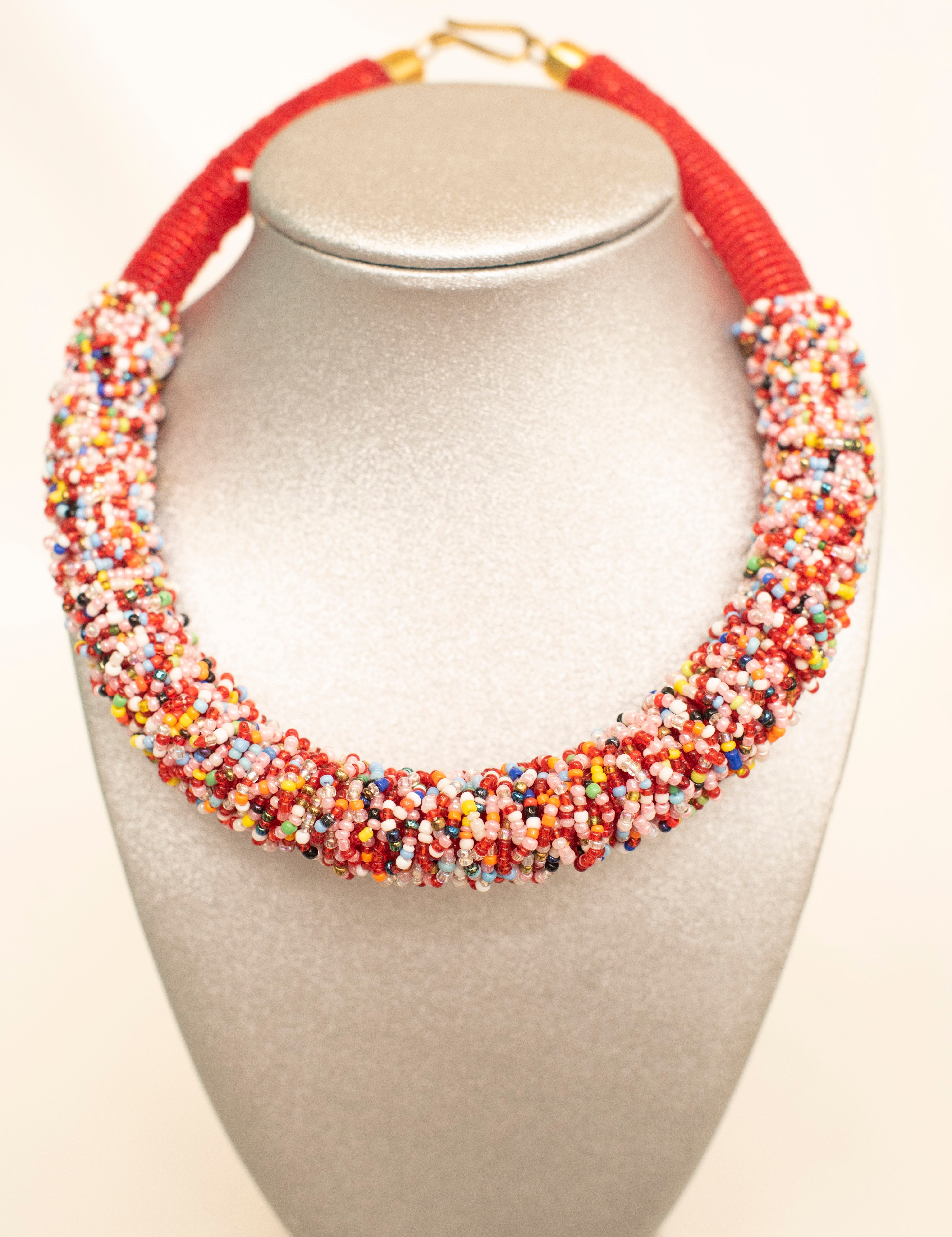 Handmade Beaded Thick Tube Necklace