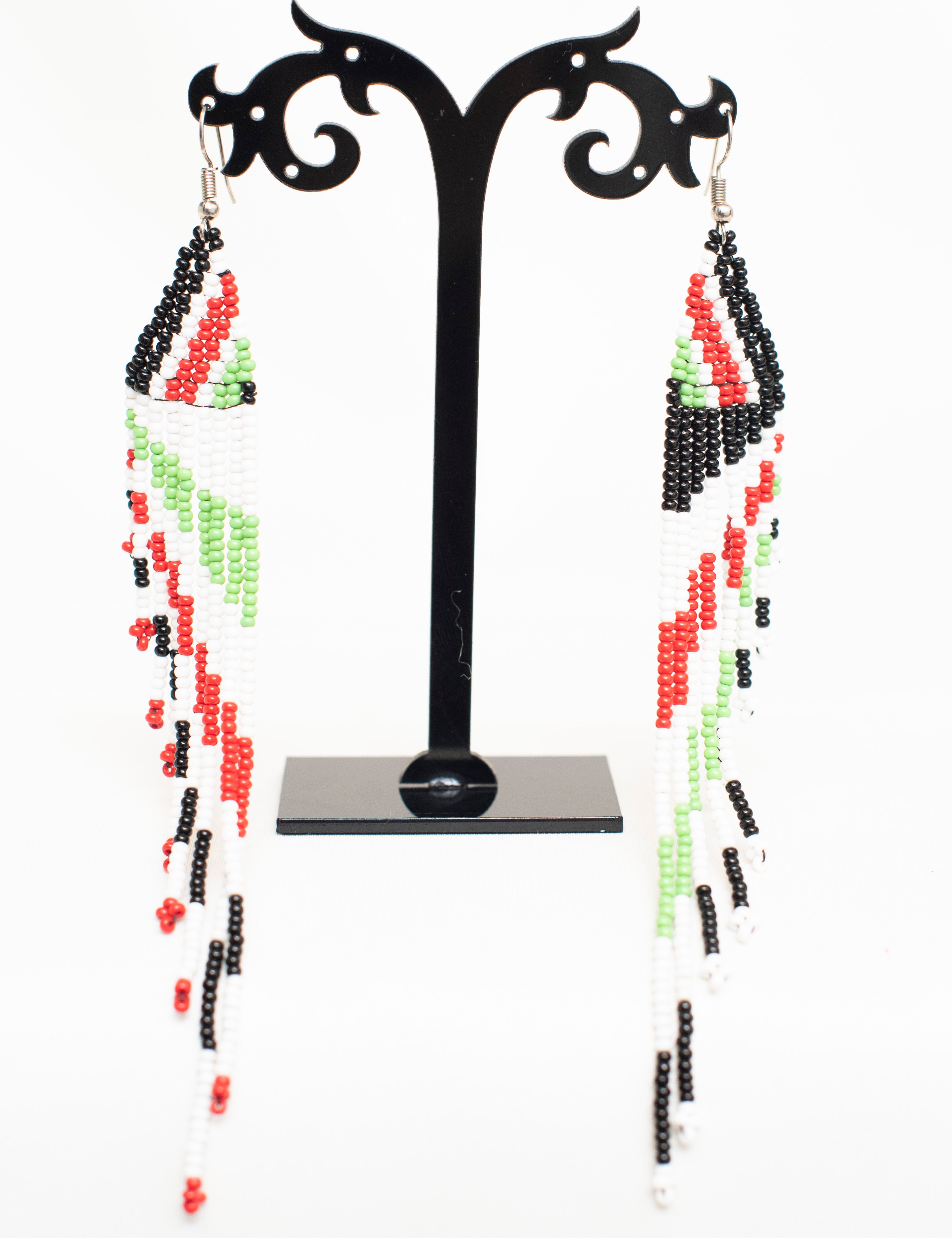 Thread Tassels Beaded Earrings