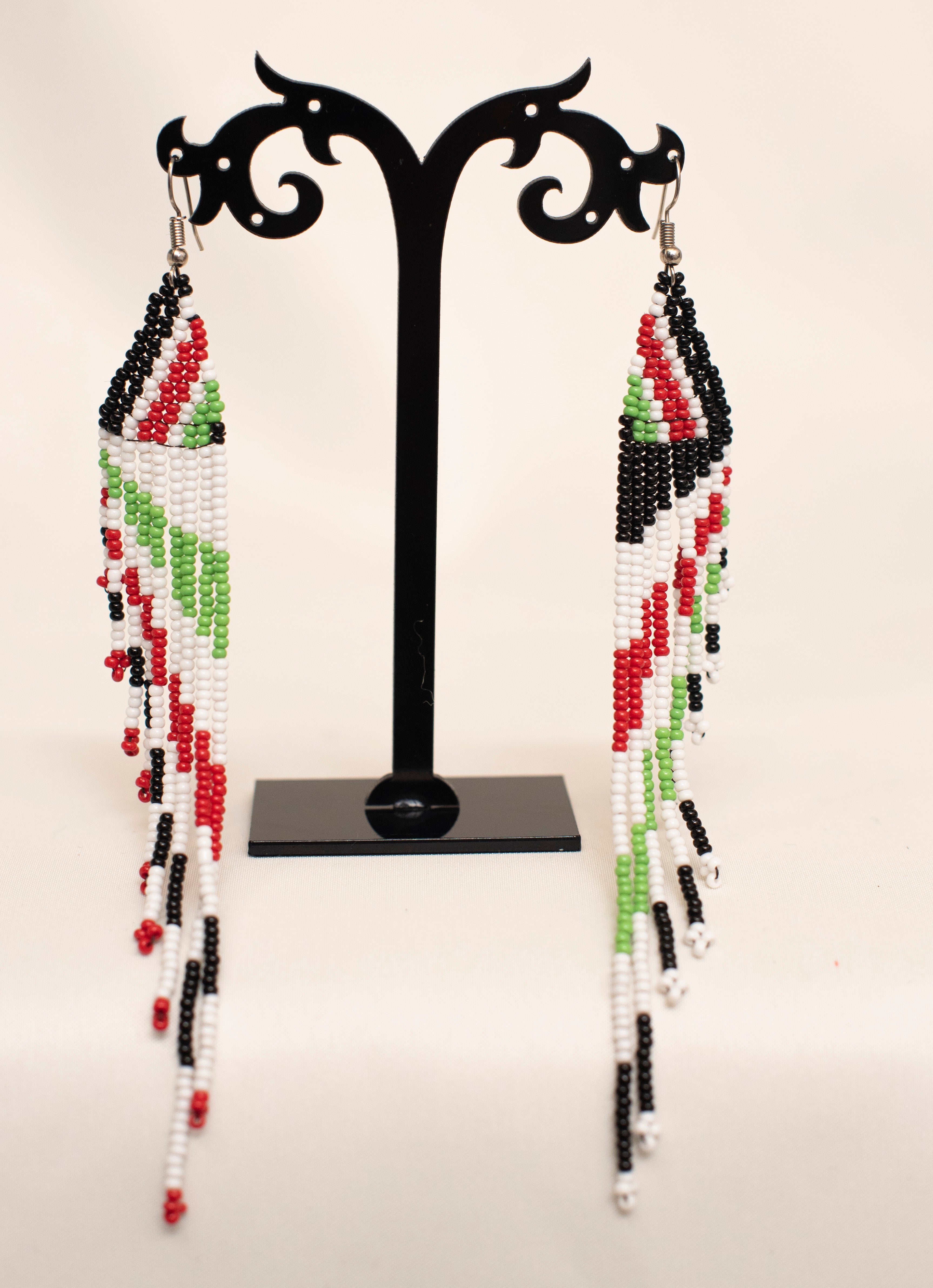 Thread Tassels Beaded Earrings