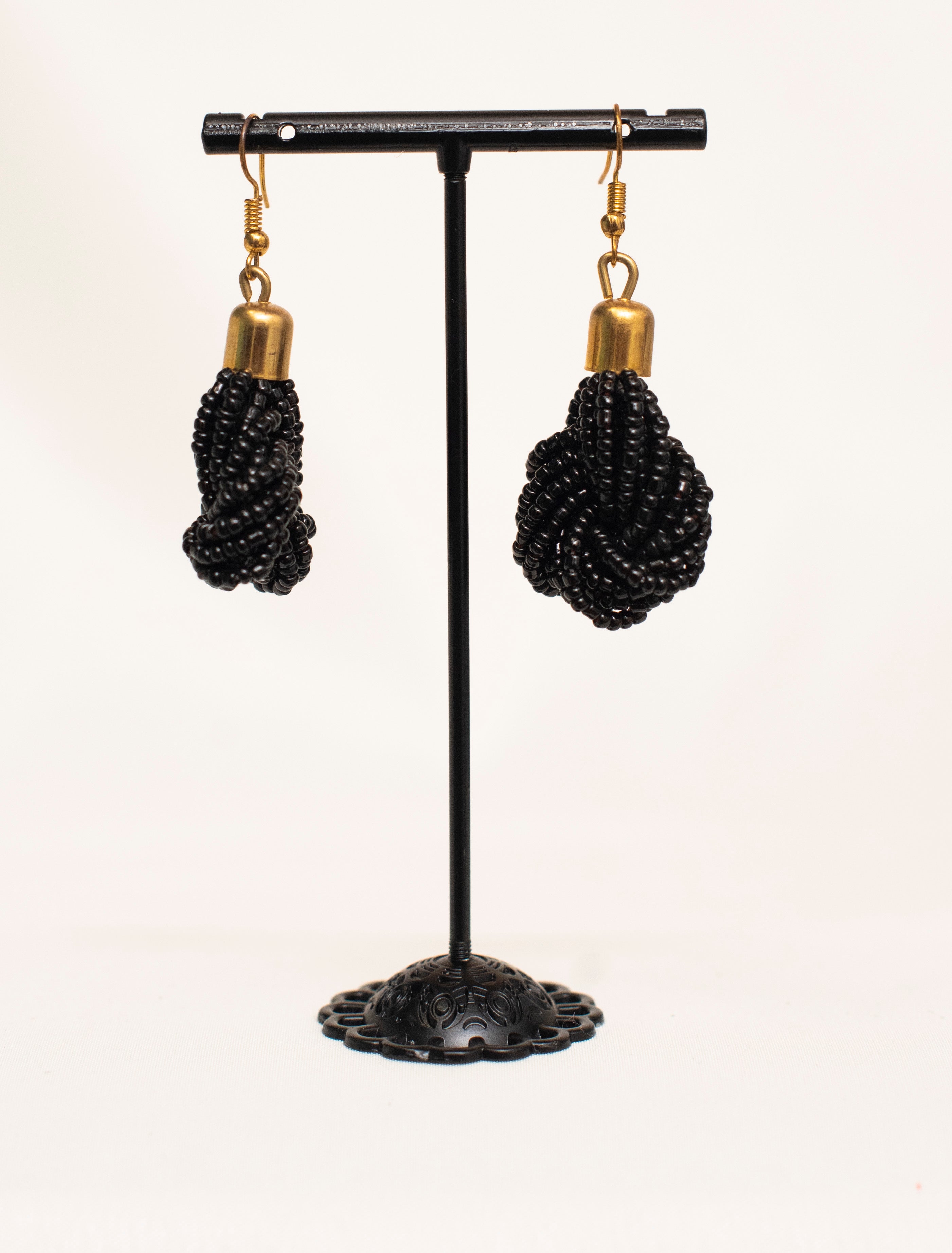 Round Beaded Earrings with Gold Hooks