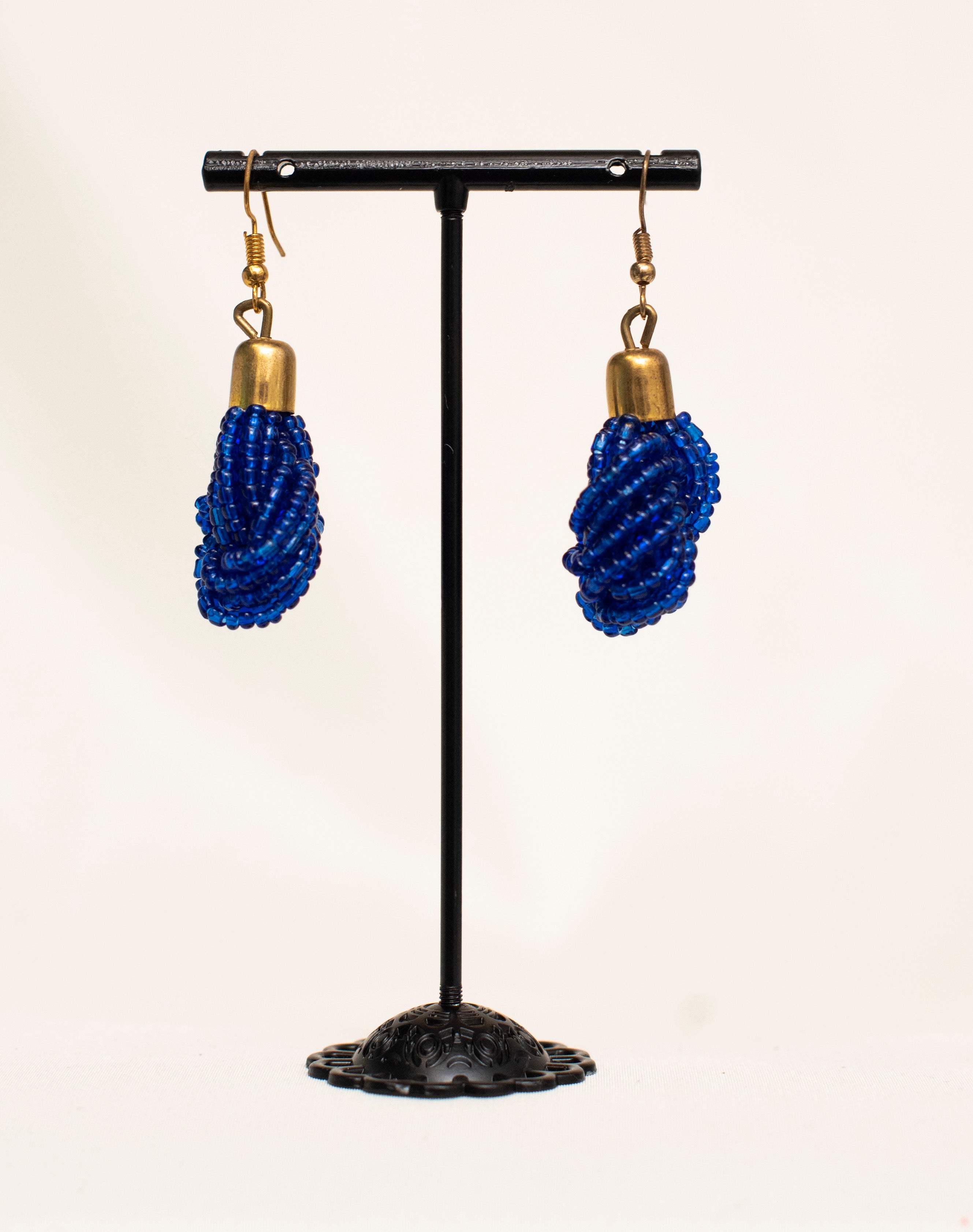 Round Beaded Earrings with Gold Hooks