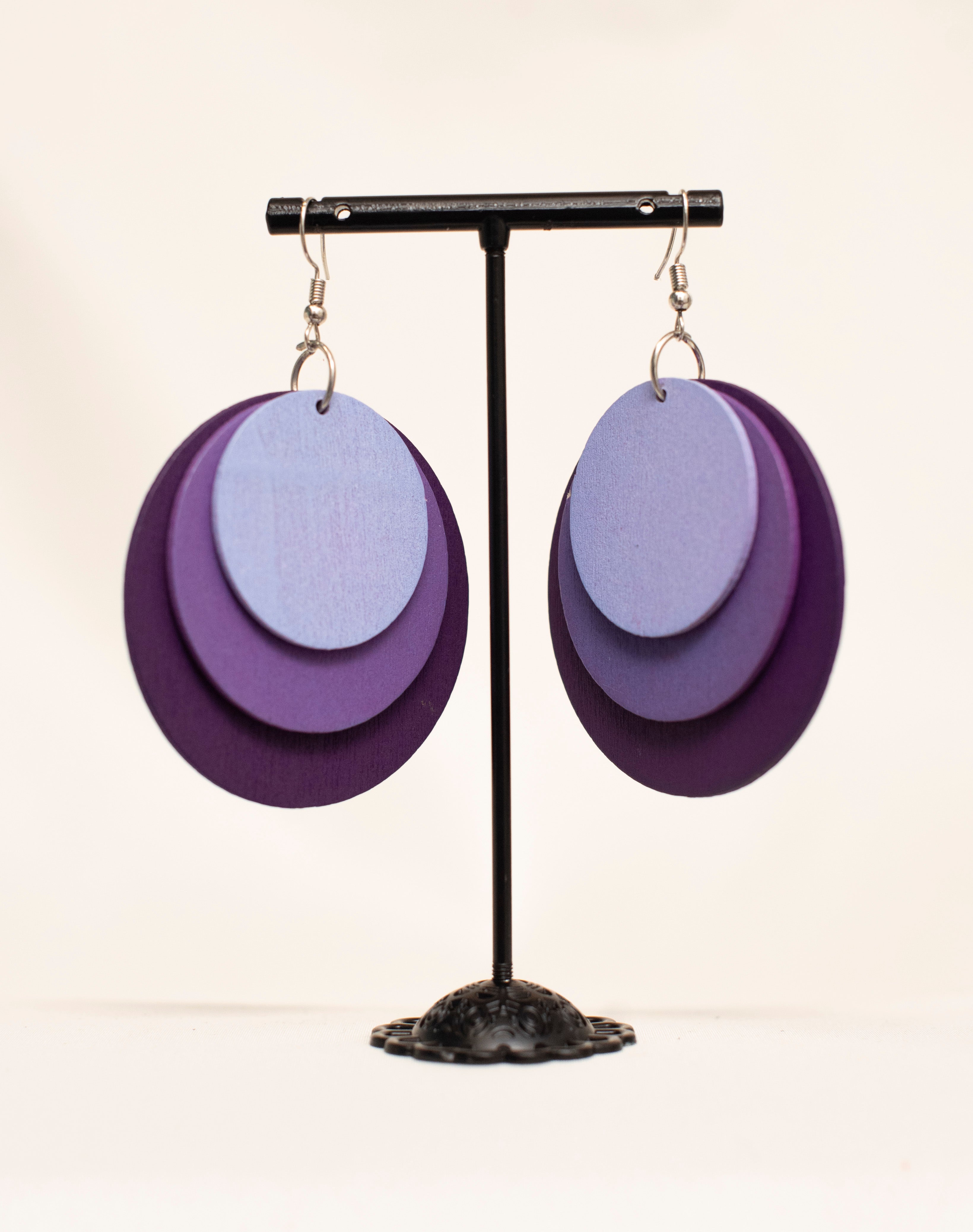 Geometric Purple Handmade Earrings