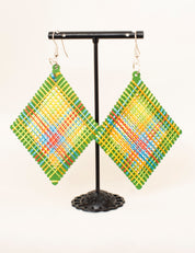 Multicolor threads & Wooden Beaded Earrings