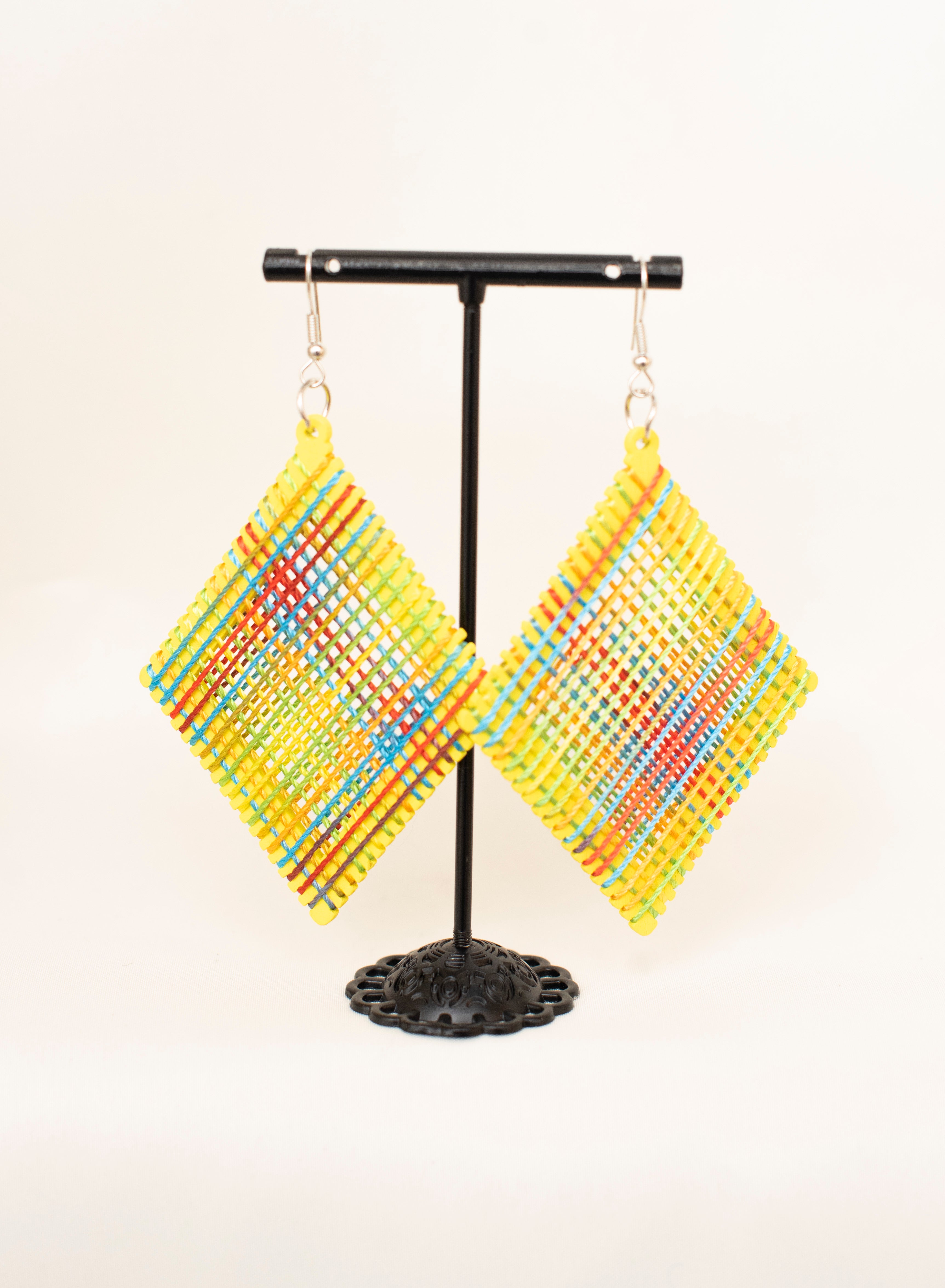 Multicolor threads & Wooden Beaded Earrings