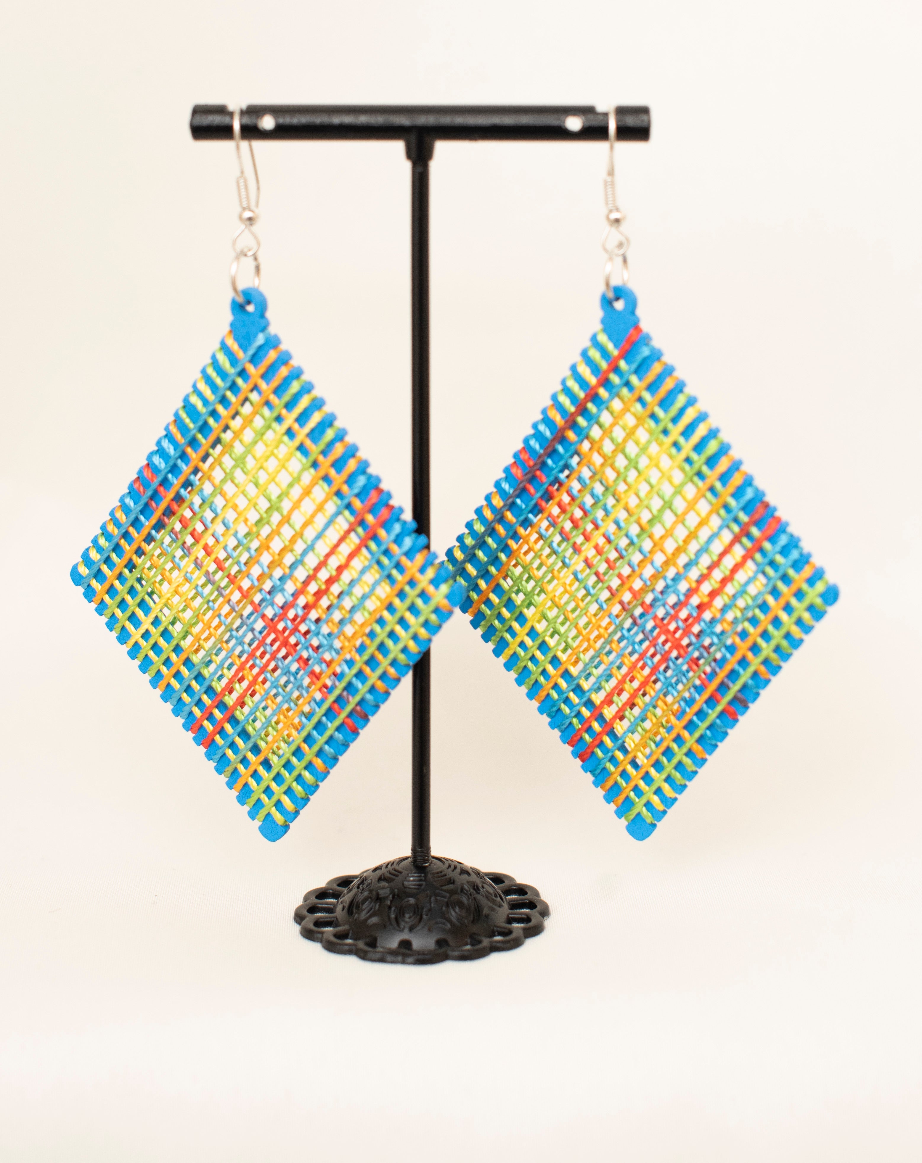 Multicolor threads & Wooden Beaded Earrings