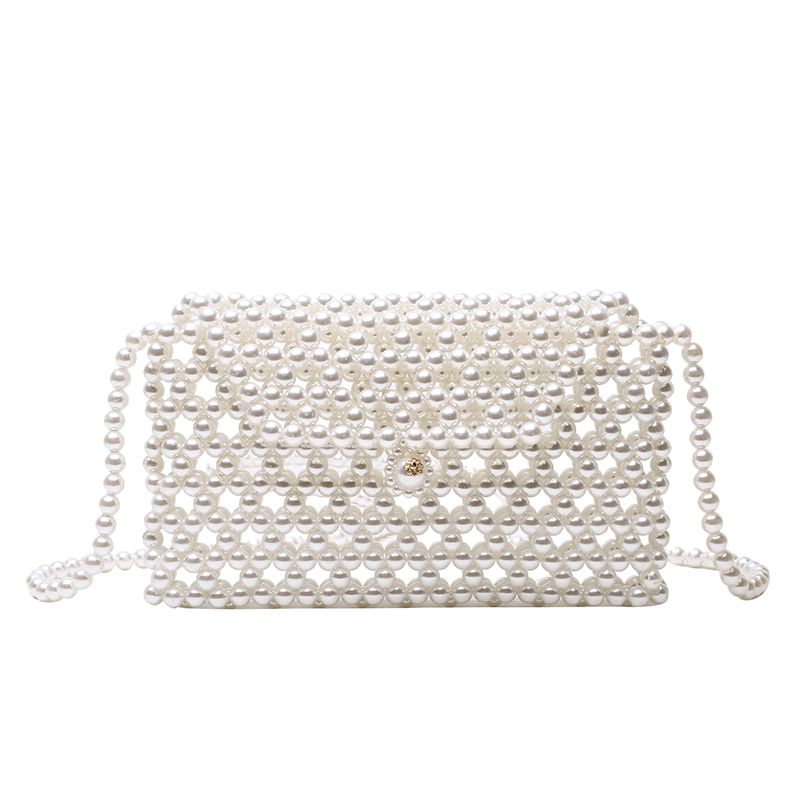 White Pearls Purse, Shoulder Handbag